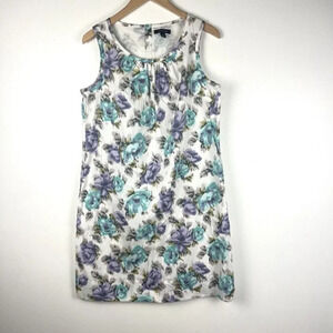 NWT Land’s End Watercolor Rose Dress Women’s Sz 12 Sleeveless Cotton Pockets